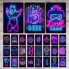 Neon-Spielschild, Metallschild, Vintage-Blechschild, Metall, Vintage-Bar, Vintage-Wanddekoration, Bar, Club, Loch, Metallposter