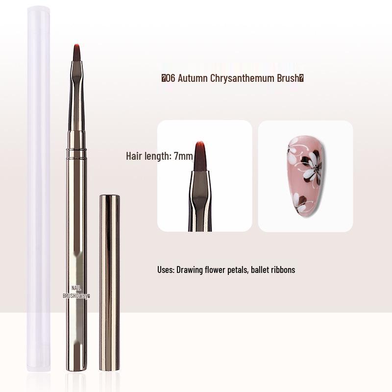 Metal Rod Nail Art Brush Set: Gel Polish, Painting, Flower & Liner Brushes