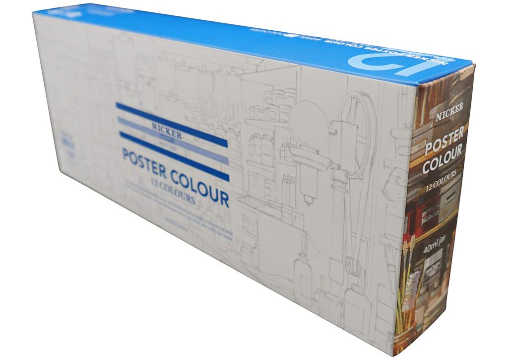 Nicker Color Aquarellfarbe Poster Color 12er Farbset 40ml PC40ML12N