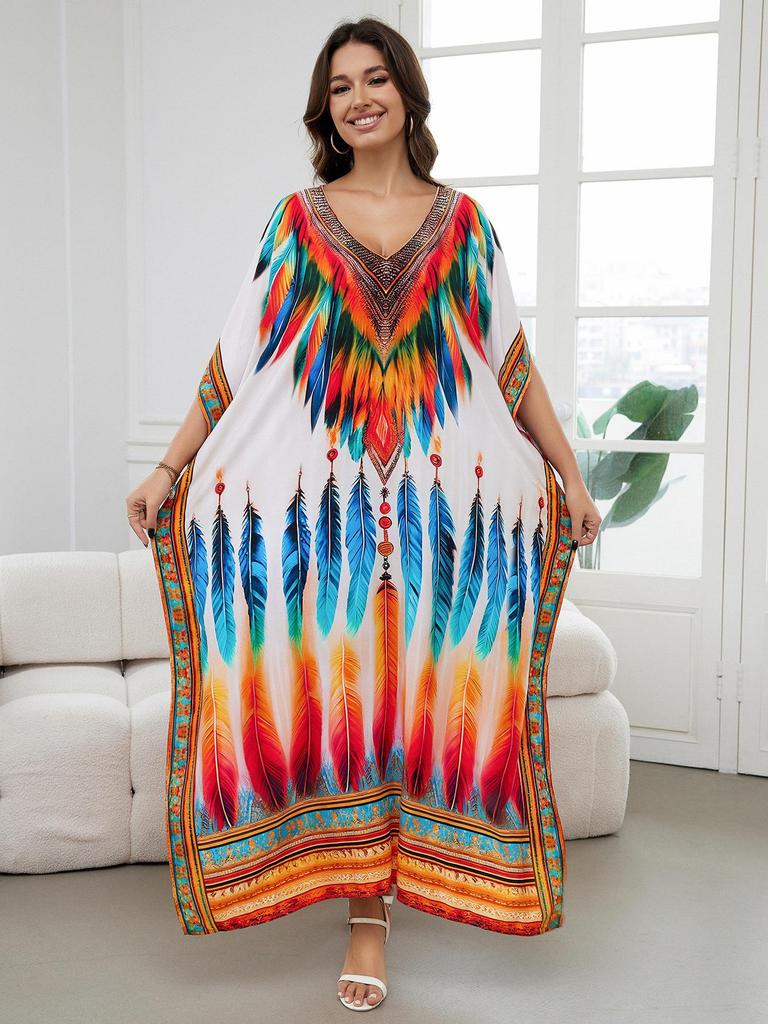 European-American Cotton Tie-Dye Beach Dress: Loose Robe & Bikini Cover-Up
