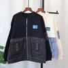 Джинсовый вязаный двусторонний кардиган в стиле пэчворк, новый свободный свитер-куртка в стиле бейсбольной майки для женщин, осень-зима
