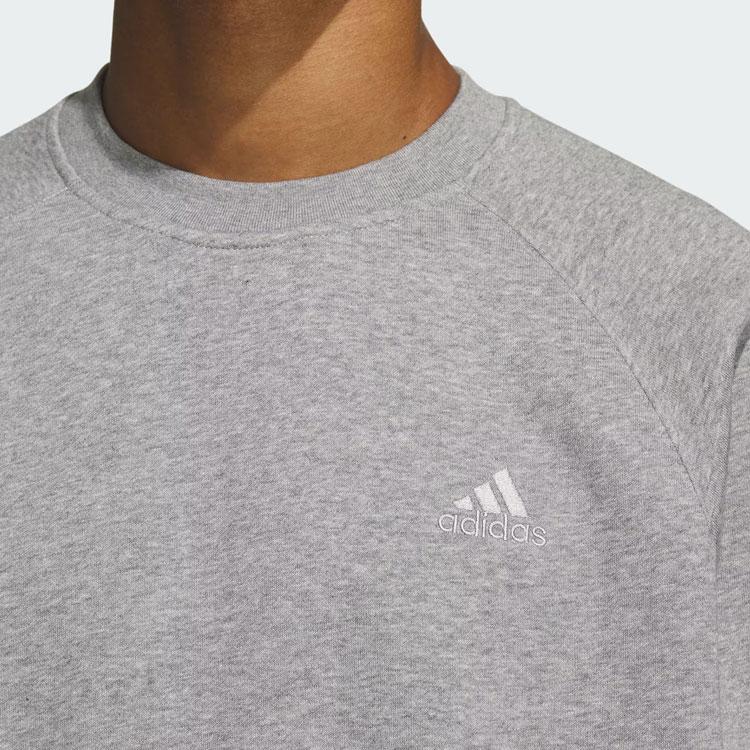 Adidas All Szn Oversized Sweatshirt Solid Color Letter Logo Embroidery Detail Sports Crew Neck Pullover Men Sweatshirt Medium-Gray IX6821