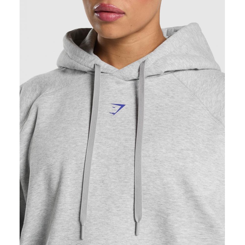 Gymshark Graphic Reaper Oversized Hoodie Light Grey Core Marl B2b7j Gbcn