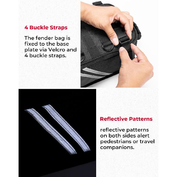 KEMIMOTO Motorcycle Rear Fender Tail Bag 6L Dirt Bike Enduro Tool Roll Bags Universal Storage Fit For Adventure Off Road Bike Motocross Dual Sport