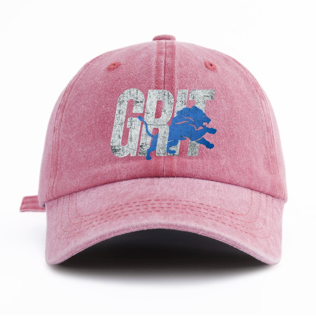 1pc GRIT Print Washed Baseball Cap for Adults,  Minimalist Retro Style Casual Soft Adjustable Dad Hat, Perfect As Gift