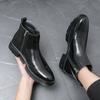 Mode Größe 38-46 Retro Herren Chelsea Boots Schwarz Braun Dicke Sohle High Top Doppelreißverschluss Blockstiefel Europäische Businessstiefel Herren