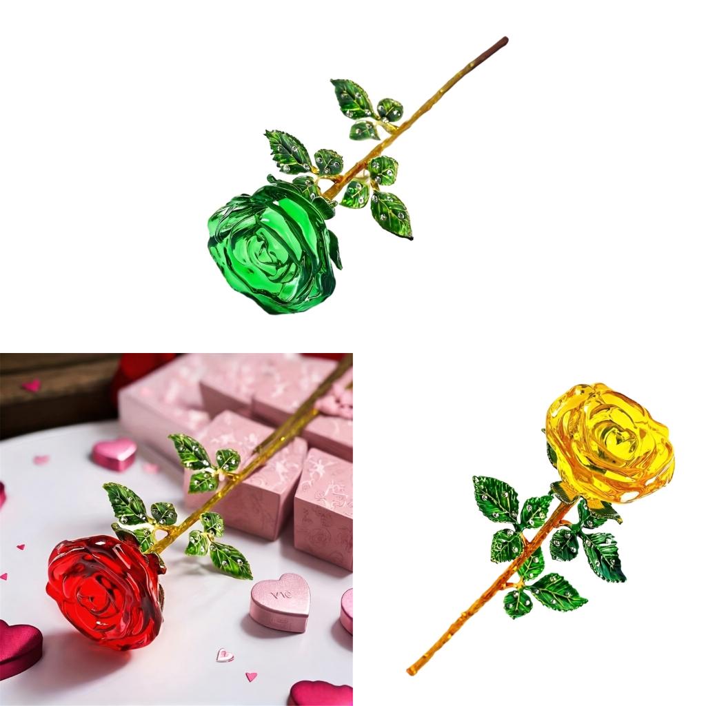Schöne mehrfarbige Kristall-Rose für Geburtstag, Weihnachtsfeier, Geschenk