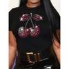 Women's Cherry 3D Printed Short Sleeve Summer Breathable Simple Personalized T-shirt