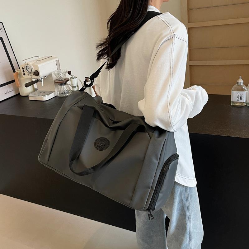 Men's and Women's Casual Simple Portable Travel Bag with Shoe Compartment Fashion Sports Dry and Wet Separation Can Set Tie Rod Fitness Bag