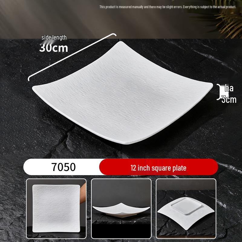 Assiette Plate Blanche Imitation Porcelaine en Mélamine - Ronde Buffet, Fondue, Dessert, Steak, Vaisselle d'Hôtel Commerciale.