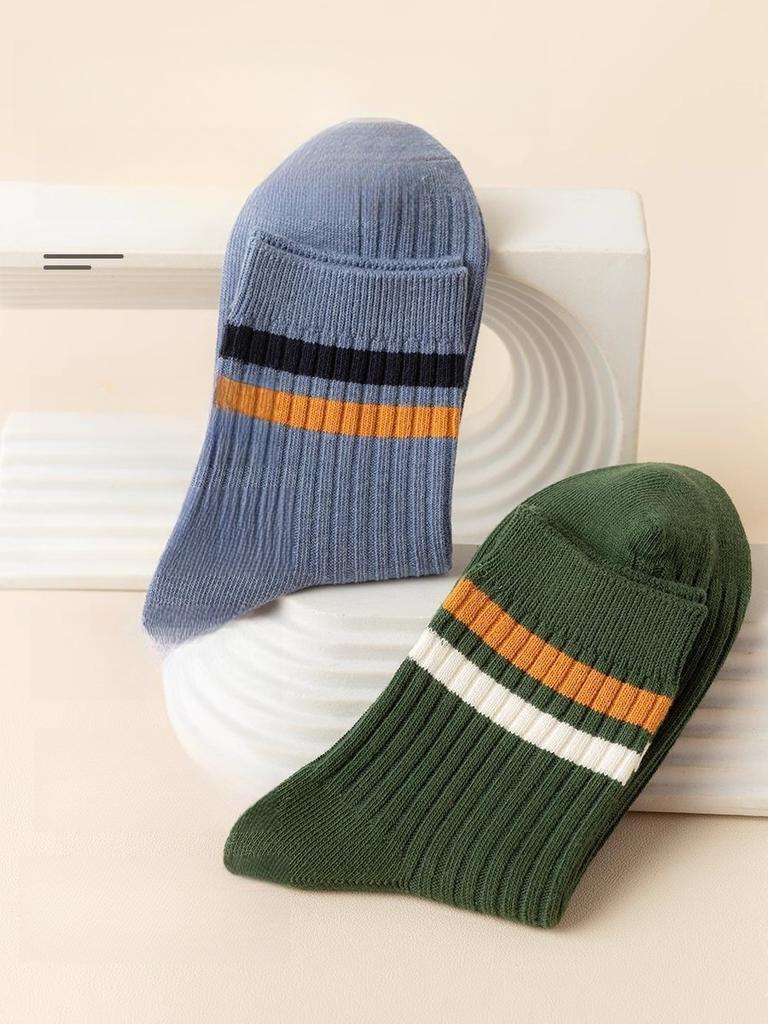 DOIAESKV  Cotton Men's Socks Casual Breathable Socks High Quality Man Solid Long Socks Striped Socks for Couple EU 39-44
