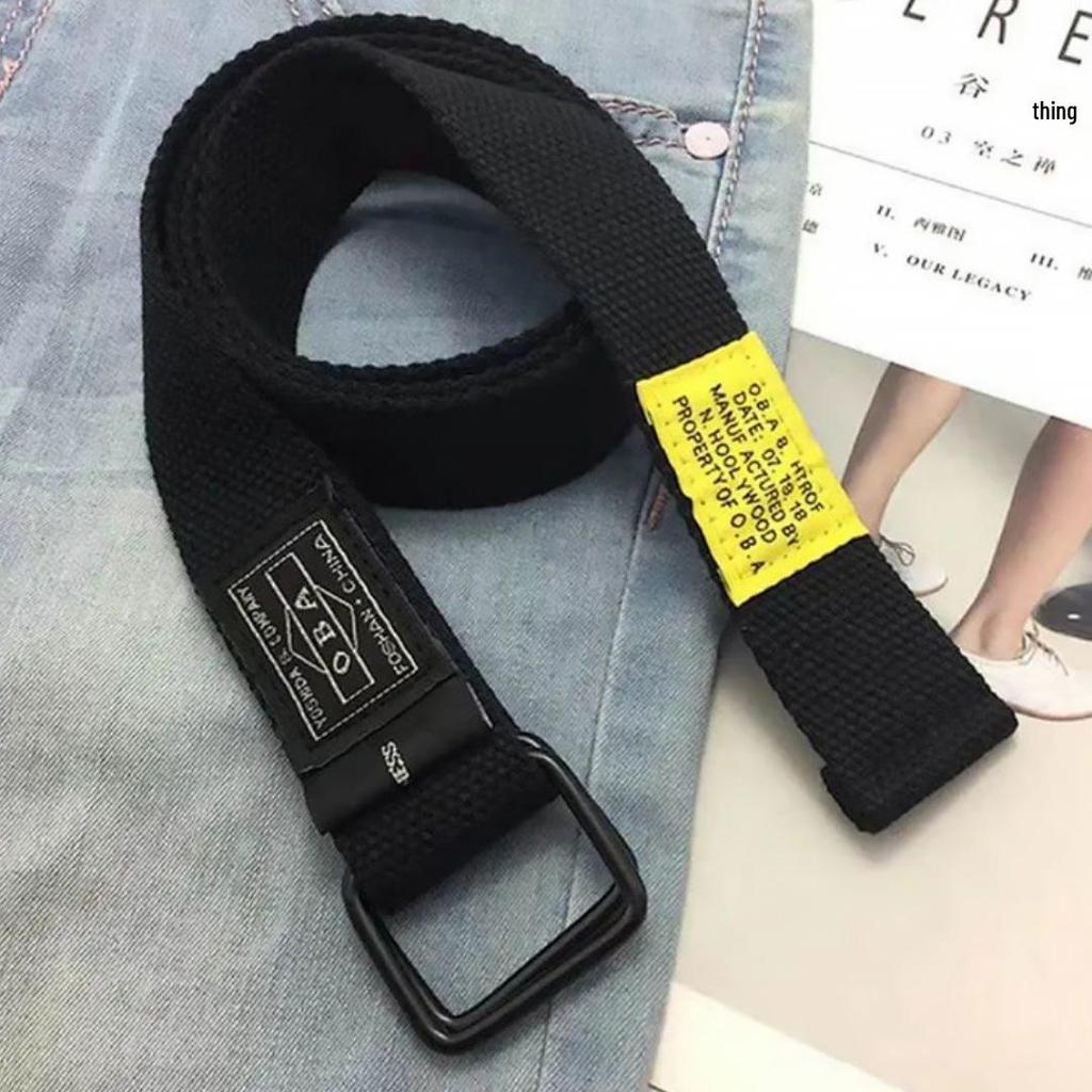 Trendy Hong Kong Style Canvas Belt: Versatile, Extra Long, Men’s Hip-Hop Fashion