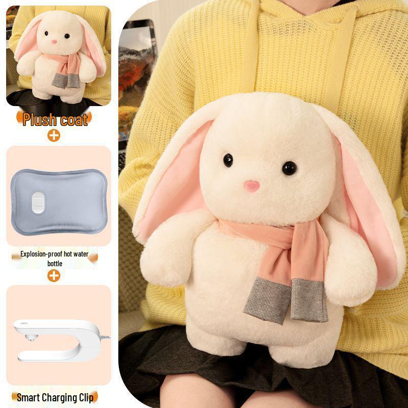 

Rechargeable Plush Hot Water Bottle & Hand Warmer with Auto Power Off - Removable & Washable, Explosion-Proof, Ideal for Girls & Babies