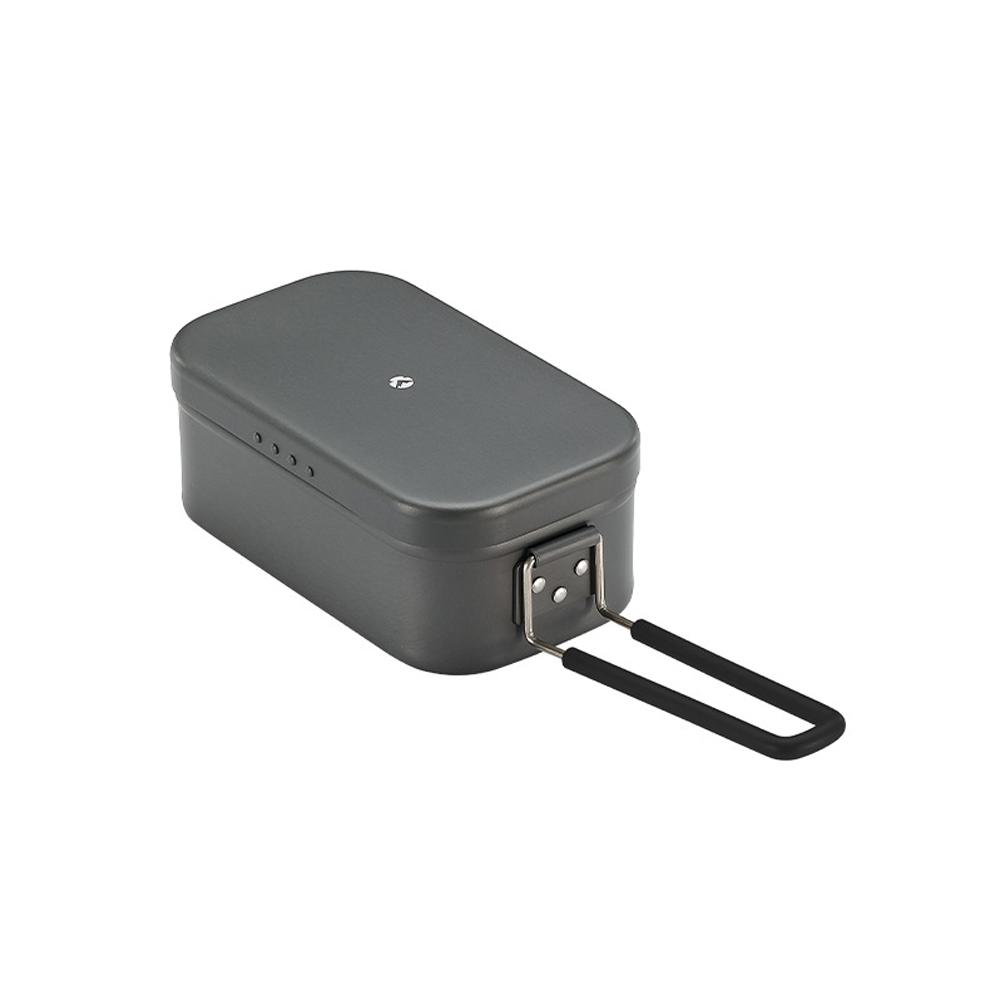 Camping Lunch Box Folding Handle Aluminum Camping Bento Container Camping Picnic Cookware 650ml