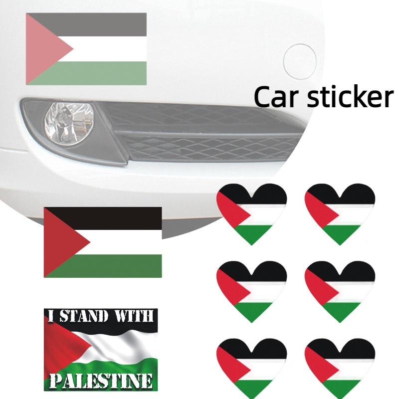 High-quality Pet Material Car Sticker 14cm Palestinian Flag Decal