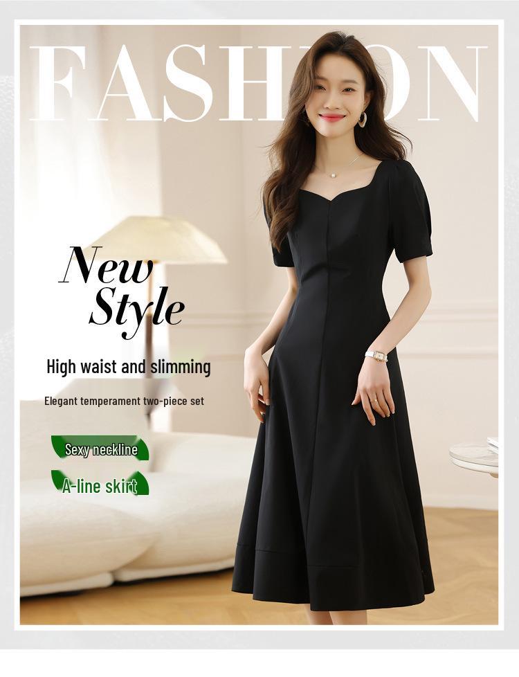 Hepburn Style Elegant Slimming French Little Black Dress for Women - Summer Collection