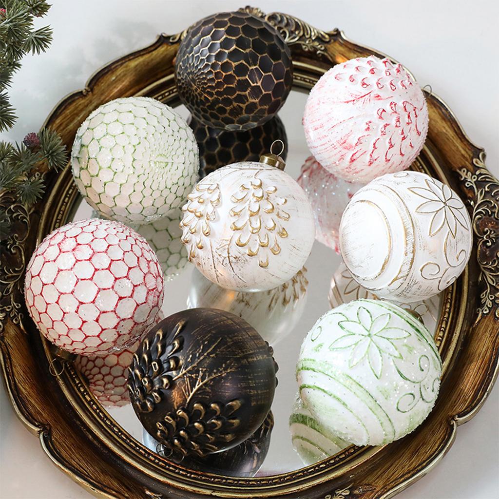 8CM Antique Christmas Ball Ornaments 12pcs, Christmas Tree Pendants Retro Christmas Ball Decorations Window Hanging Pendants