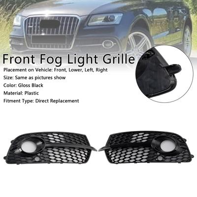 Front Bumper Fog Light Grill Grille 8R0807682N 8R0807681S Fit Q5 S-Line SQ5 2013-2017 Black