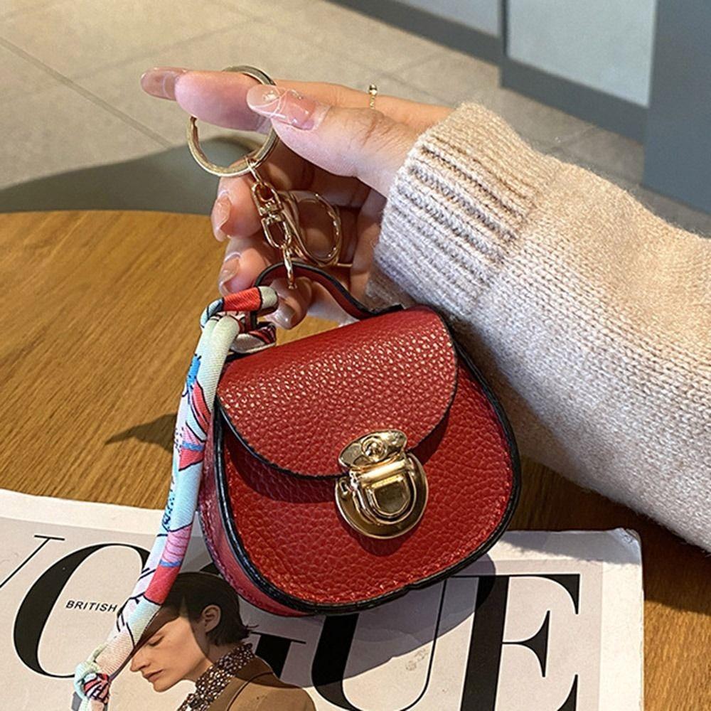 Mini Fashion Premium Leather Earphone Bag Keychain Women's Bag Pendant Multifunction Mini Storage Pouch