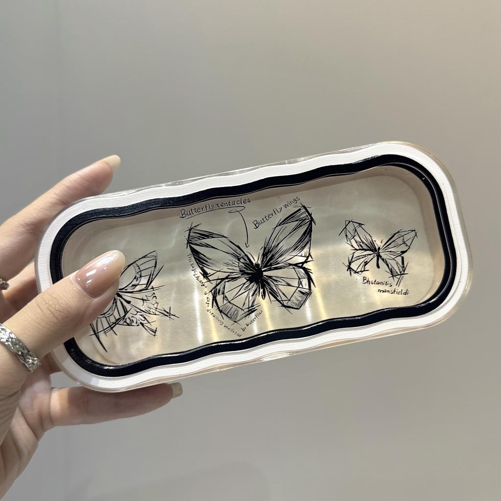 Minimalist Floral Bow Wavy Eyeglass Case,Creative Personalized Glasses Storage Box, Butterfly Kitty Eyewear Holder For Students