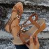 Fashion Bohemian Style Womens Wedge Sandals Summer 2025 Comfort Non Slip Beach Shoes Woman Plus Size Beads Decor Outdoor Sandalias Mujer