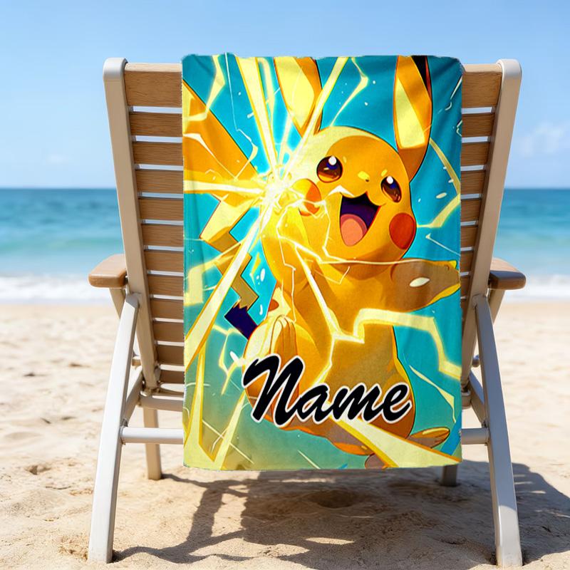 1pc Pika1 Beach Towel with Custom Name, Beach/Swimming/Bath/Picnic/Camping Towel, Suitable for Seaside Beaches