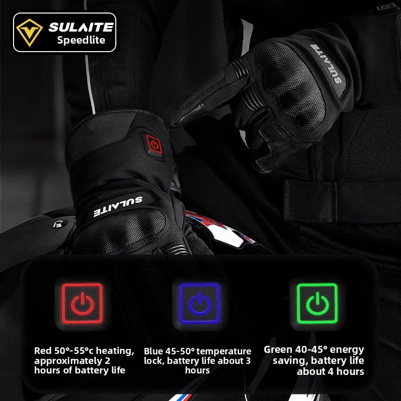 SULAITE Heated Motorcycle Gloves Men Women Waterproof Windproof Thermal Fleece Touch Screen Riding Gloves