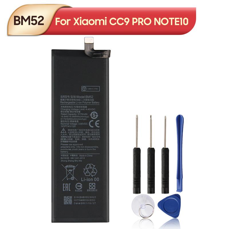NEW Replacement Battery BM52 For Xiaomi CC9 PRO Xiaomi Note 10 Xiaomi Note10 Pro Phone Battery 5260mAh