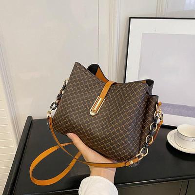 Lady Bag Popular Pu Leather Sling Crossbody Handbag Women's Shoulder Bag Large Capacity Printed Bucket Bags