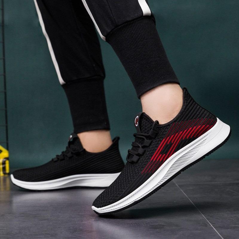 Men's and women's flying woven shoes, spring and autumn models, breathable, light and comfortable casual sports shoes, one pedal men's shoes