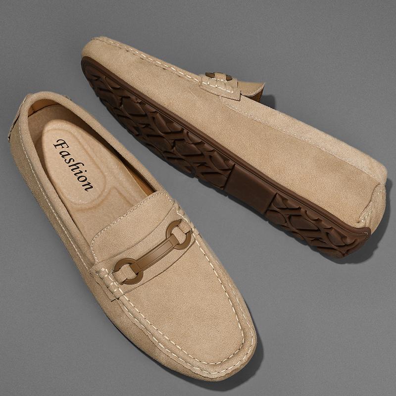 Handgenähte Herren-Slipper Ultraleichte Mokassins Atmungsaktive Slipper Fahrschuhe Kleidungsschuhe Wildleder Herren Büroschuhe