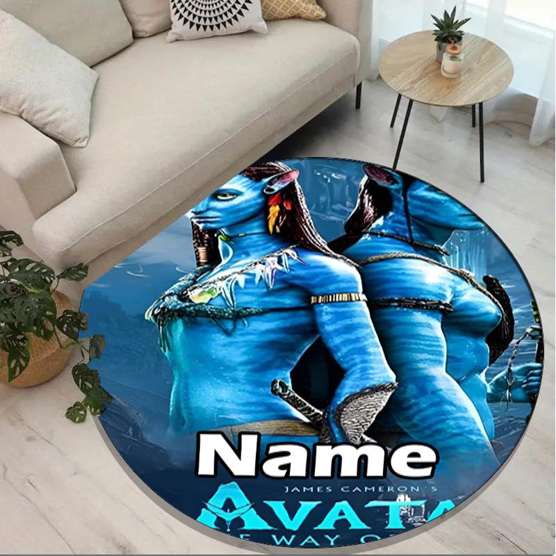 Custom Name Personalized Avatar Print Round Rug, Versatile Home Decor Carpet, for Playroom, Apartment, Balcony, Entryway, Hallway Gift