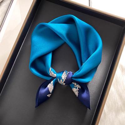 Luxurious Blue Mulberry Silk Scarf - Small Square, Perfect for Spring & Autumn, Ideal High-End Gift