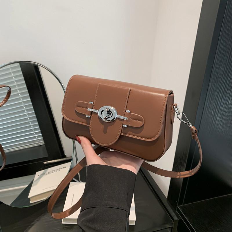 Chic Retro Pu Small Shoulder Bag For Women Trendy Crossbody With Stitching Details