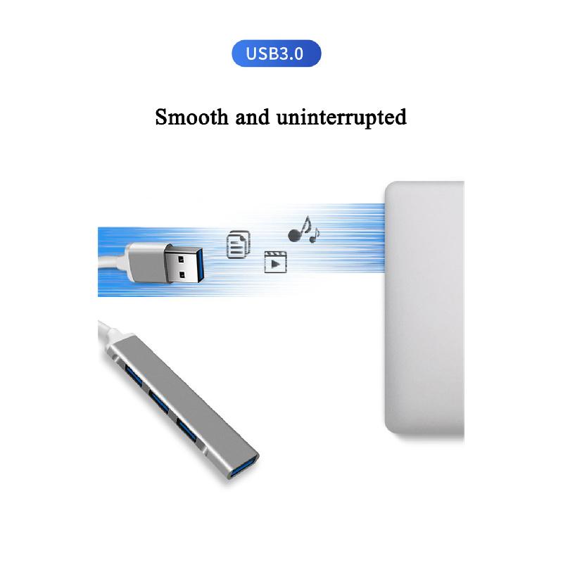 Universal Hub For Computers & Car 4-Port Usb30 Ultra-Mini Aluminum Alloy Gray