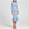 Ladies' Perspective Lace Hollow Belt Long Sleeve Fishtail Dress Solid Color Lace Decorative Elegance Ladies' Long Sleeve Dress Spring Autumn New Style