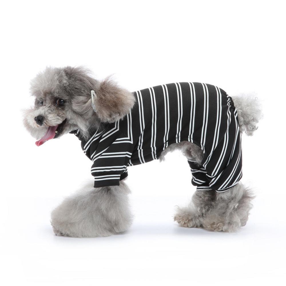Dog summer thin striped breathable dog summer thin polyester elastic four-legged pet summer clothes