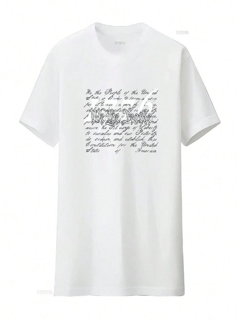 Preamble To The US Constitution 1776 We People T Shirt Vintage Washed Stylish Streetwear Graphic Top For Everyday Wear