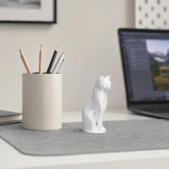 Cat Figurine, 3D Printed Small Cat Sculpture, Collectible Animal Desktop Ornament for Home Shelf Decor, Gifts for Cat Lovers