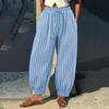 Women’s Loose Fit Casual Pants with Drawstring Waist Wide Leg Design Striped Print Lightweight Relaxed Style for Daily Wear