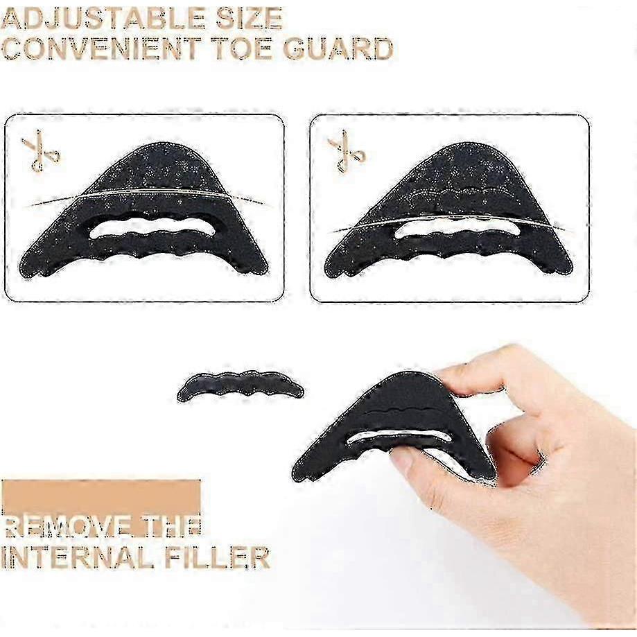 4 Pairs Toe Filler Inserts Adjustable Toe Plug Reusable Shoe Filler For Too Big Shoes For Women Men Unisex Pumps Flats Sneakers - Black + Beige