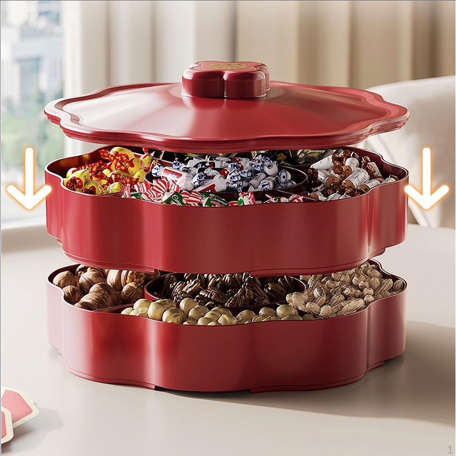 

Розділений сервірувальний піднос Коробка для зберігання цукерок Блюдо для їжі Тарілка для закусок Перекус для весілля 2 Tier