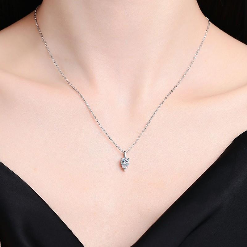 Dainty Teardrop Moissanite Pendant 1ct D Color Necklace Women