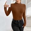 Women's Solid Color Casual Fashion Solid Color Wavy Collar Long Sleeve Slim-fit One-piece Top