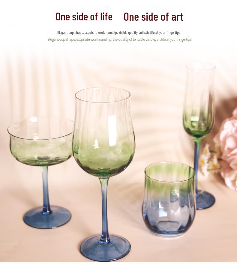 Hand-Blown Medieval Goblet: Gradient Green Edge with Floral Design