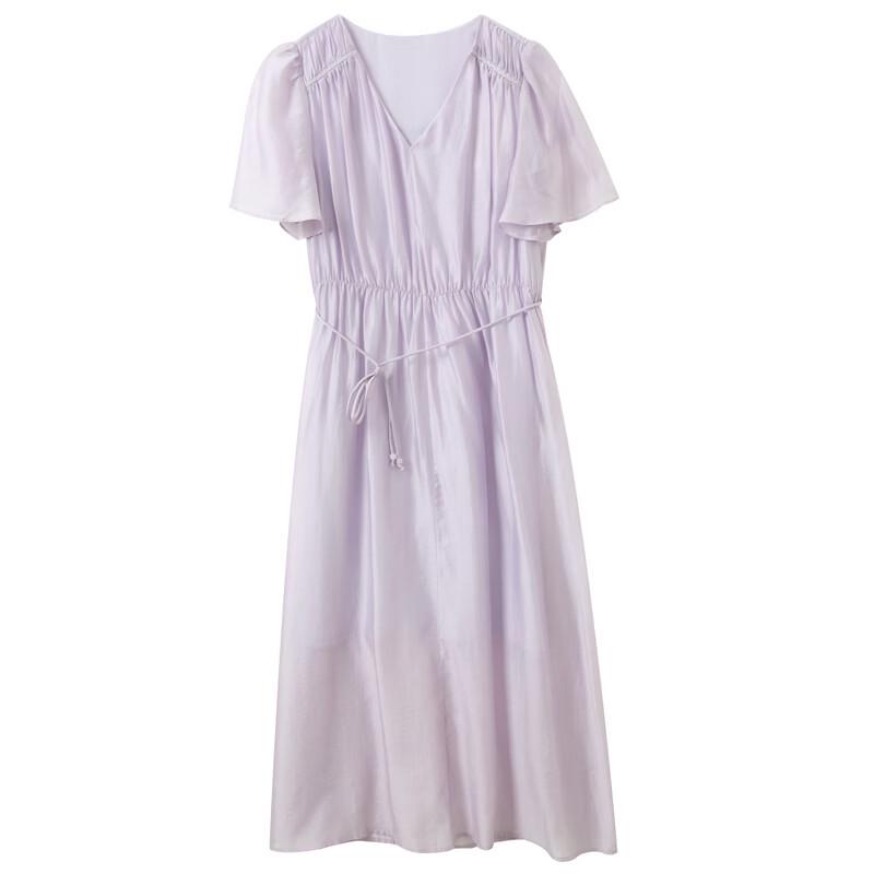 Sancai V-neck Ruffle Sleeve A-Line Long Dress