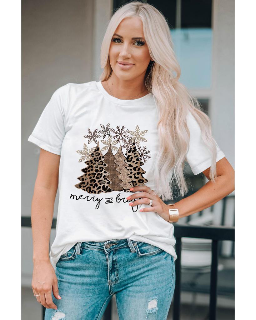 Azura Exchange Leopard Christmas Tree Graphic Print T-Shirt