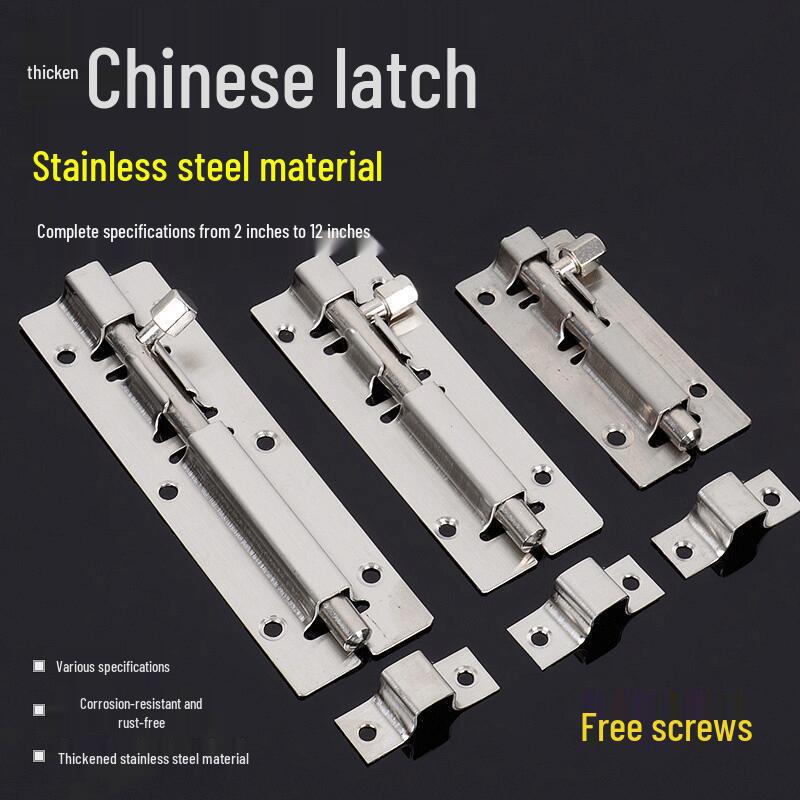 Enhanced Stainless Steel Anti-Theft Door Latch for Warehouse, Bathroom, and Wooden Doors - Surface Mounted Bolt.