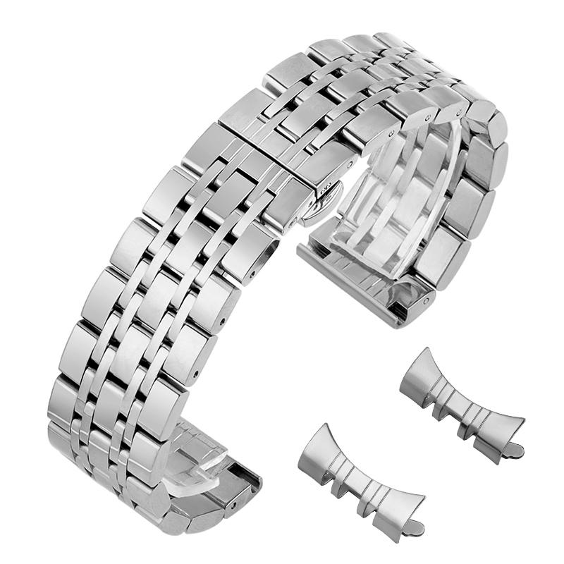 Edelstahl Uhrenarmbänder mit gebogenem Ende 22mm 20mm 18mm 16mm 14mm Armband für Herren Damen Uhrenarmbänder Butterfly-Verschluss Handgelenkgürtel