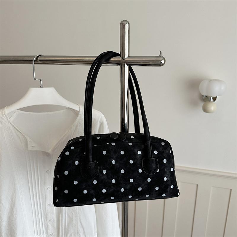 Yogodlns New Large Capacity Shoulder Bags Zipper Polka Dot Bowling Underarm Bags For Women Minimalist Shopper Handbag